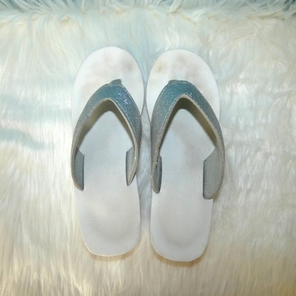 Silver & White Flip Flops - Picture 5 of 10